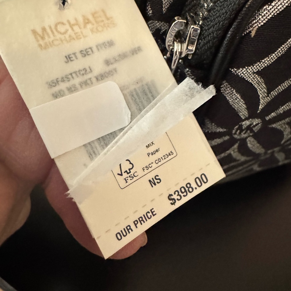 NWT. Michael Kors Black and Metallic Silver Bag - Picture 4 of 5